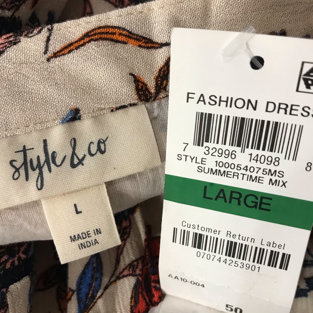 Style & Co Dress Sleeveless Floral V-Neck Ruffled - Picture 7 of 14